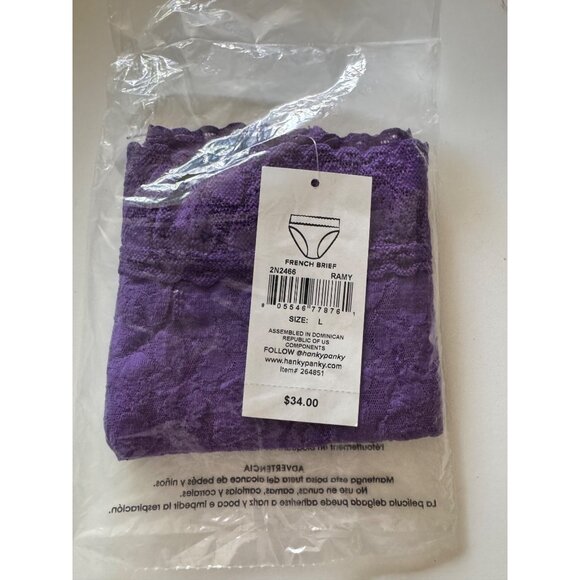 Hankypanky French Brief Size Large Purple Ramy NWT $34. - Picture 3 of 5